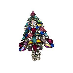 Avon Christmas Tree Brooch Pin 2006 Rhinestone 3rd Annual 3 x 2 Preowned.